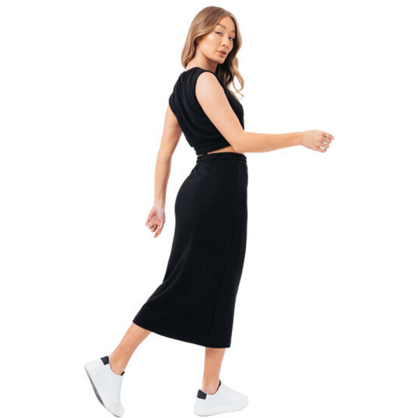 HYPE Spódnica Justhype Sweat Midi Skirt Loungewear Set Czarny Regular Fit